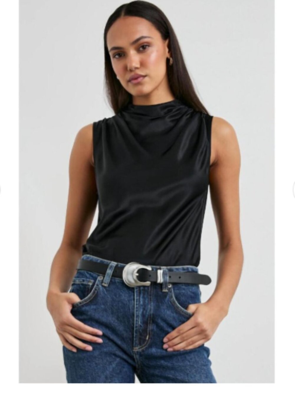 RAILS kaleen sleeveless mock neck top in black Size S New
